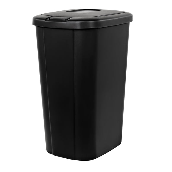 13.3-gal Touch Lid Trash Can, Black with Decorative Texture