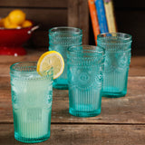 Adeline 16-Ounce Emboss Glass Tumblers, Set of 4